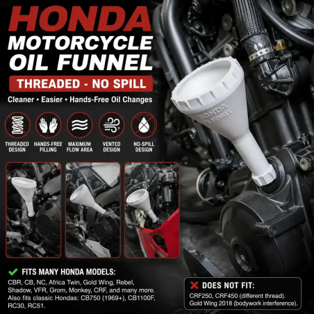 Funil de Óleo para Motocicleta HONDA – Rosqueado, Sem Derramamento |