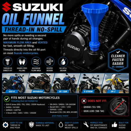 SUZUKI Olie‑trechter – Inschroefbaar, Lekvrij |