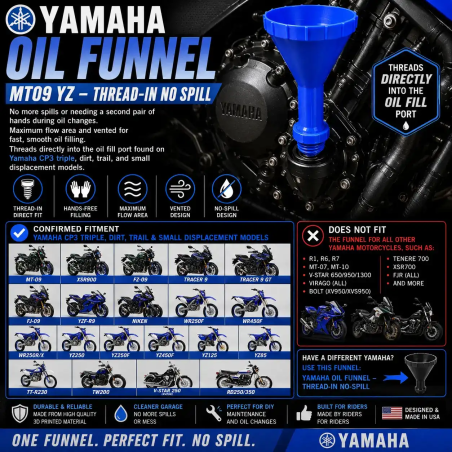 Χωνί Λαδιού YAMAHA, MT09 YZ – Βιδωτό, Χωρίς Διαρροές |