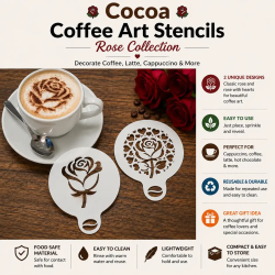 Šablony na kakaové a kávové latte art – kolekce růží